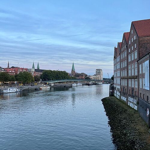 The river Weser and buildings on the riverside