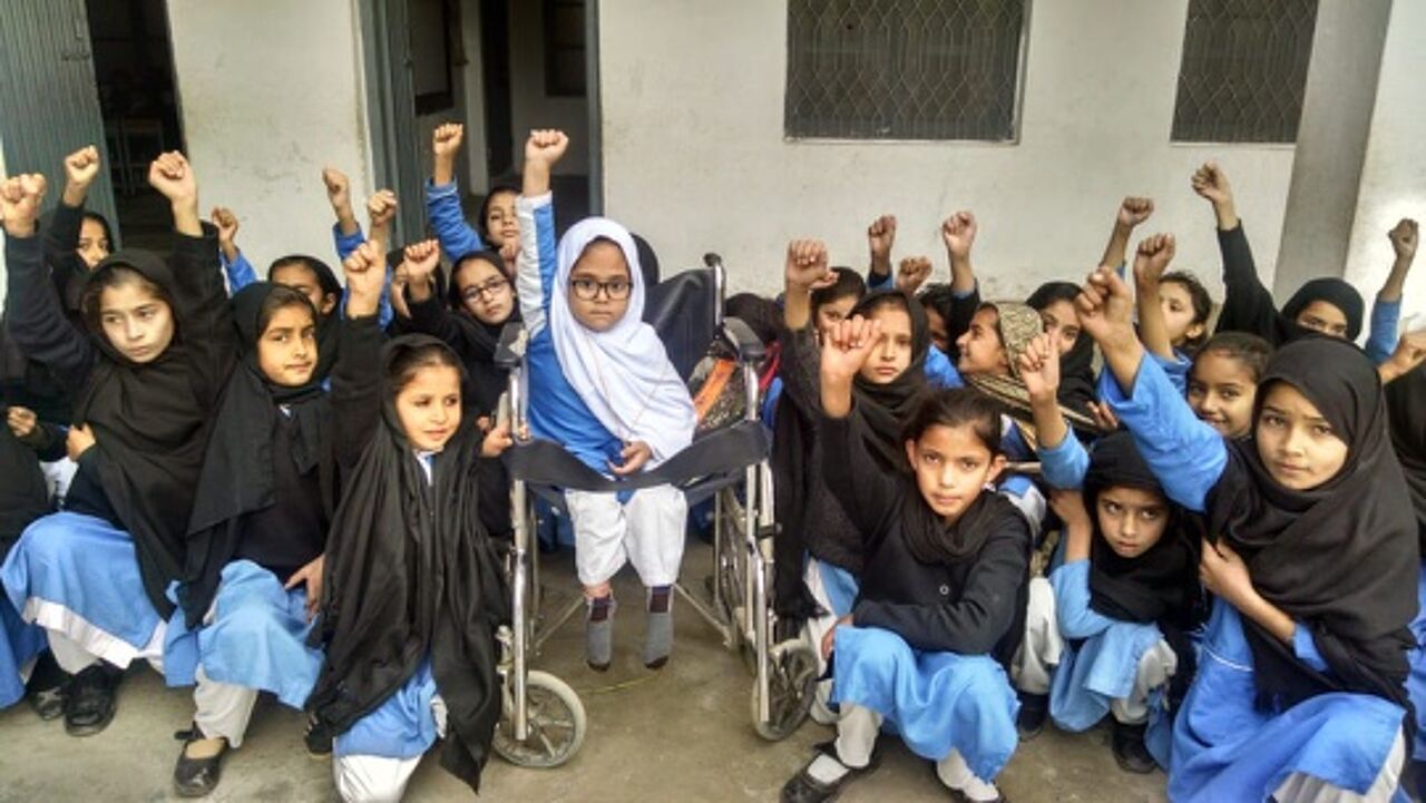 Girl in wheelchair at the Girls Primary School Ghaligay