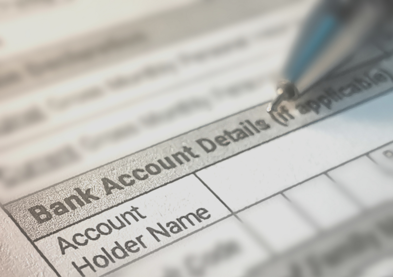Bank account application form