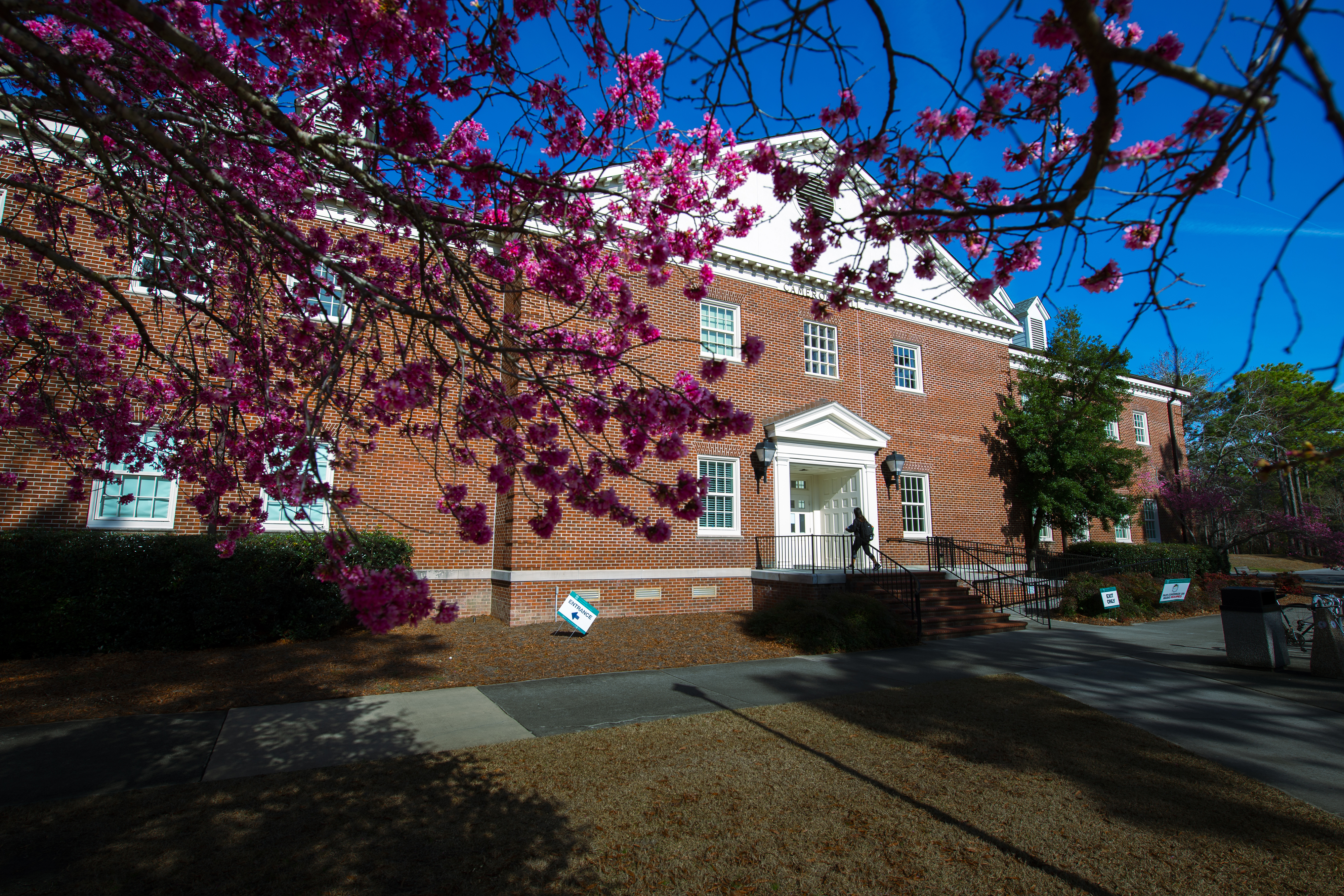Cameron School of Business at UNCW in sunshine with blue skies.