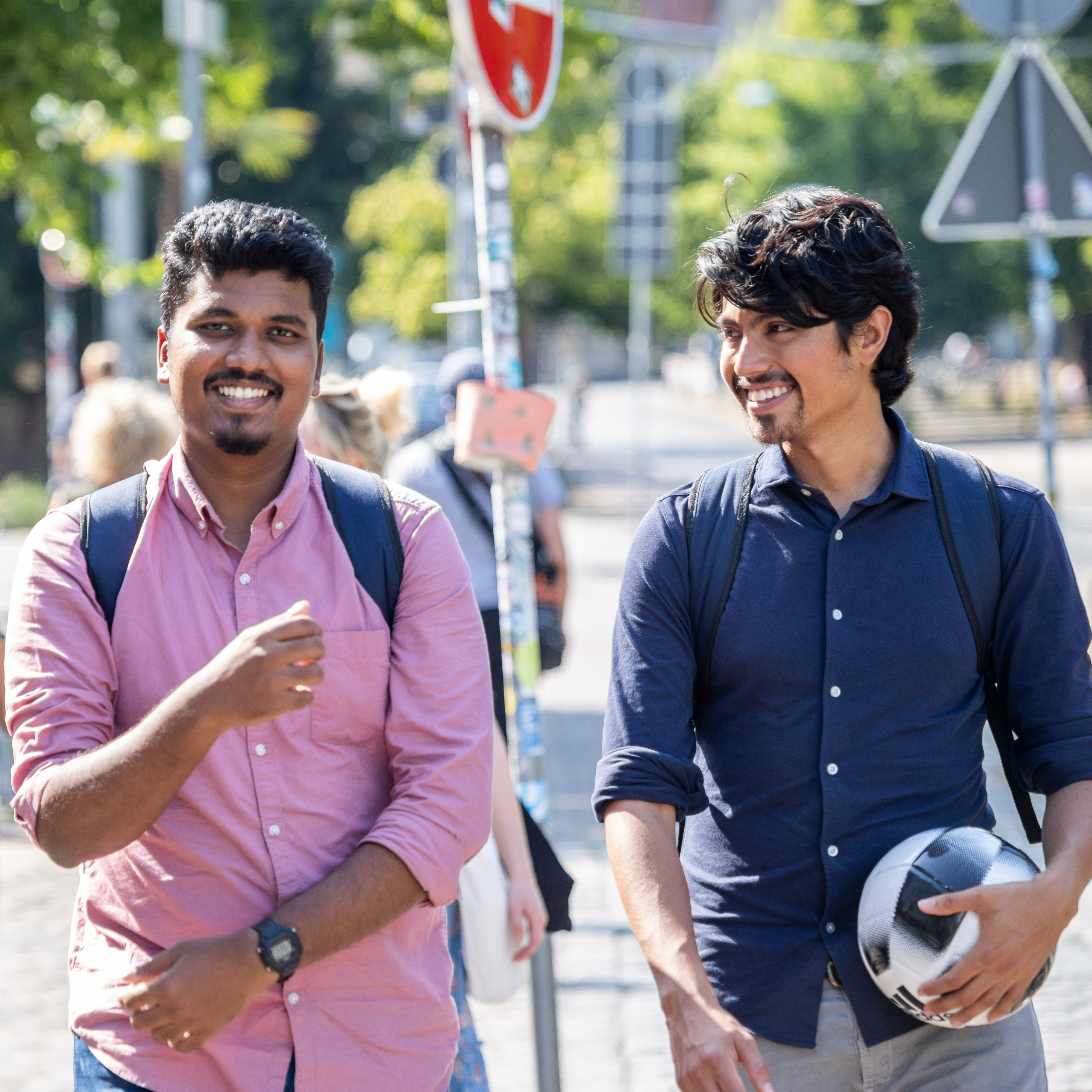  two Indian students walking through Bremen