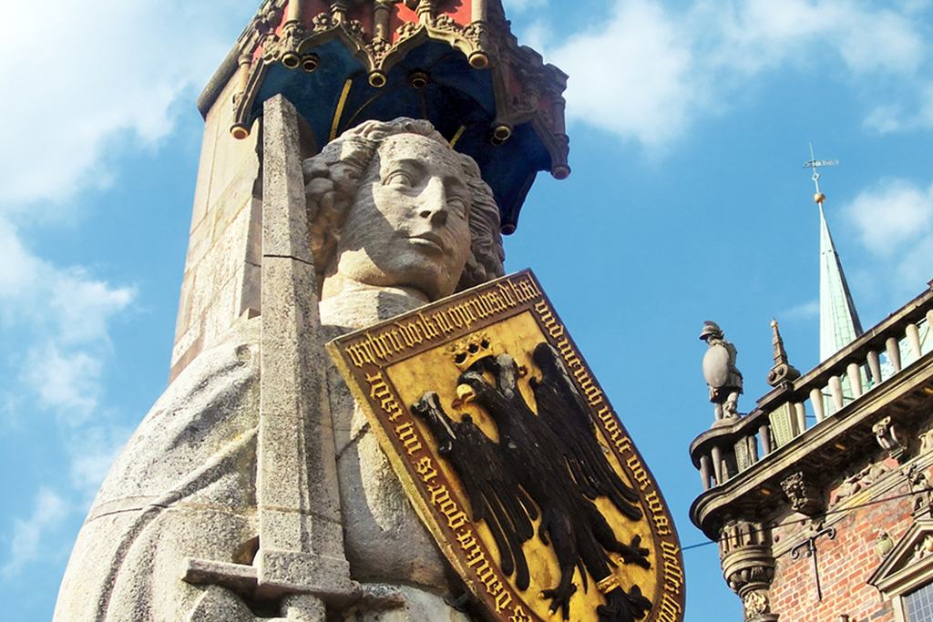Kopf der Rolandstatue in Bremen